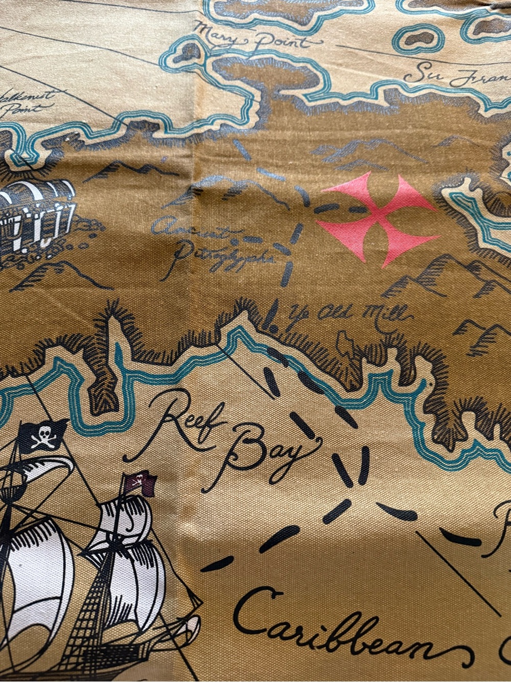POTTERY BARN KIDS TREASURE MAP WALL ART VERY UNIQUE MARITIME AESTHETIC 3’8”x 2